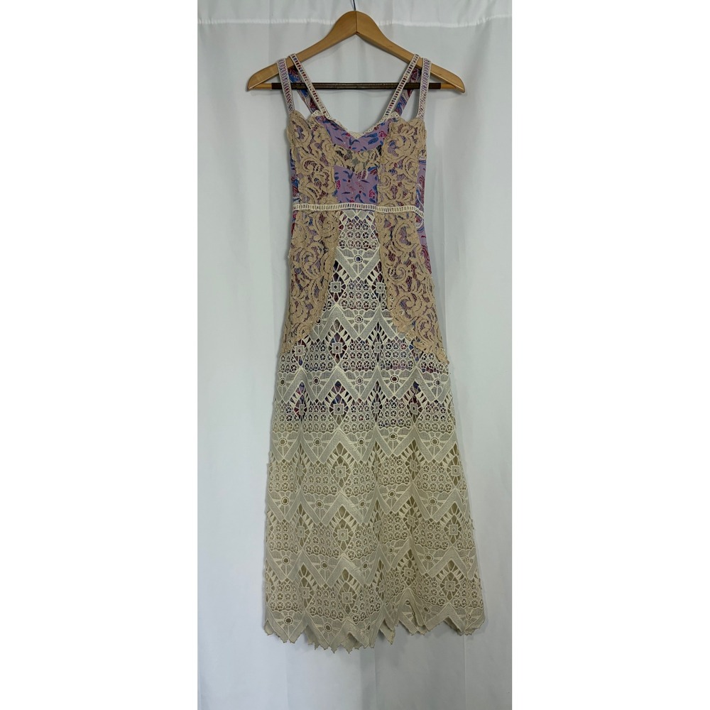Free People‎ Boho Crochet Festival Lace Paisley Maxi Dress Purple Size 10 Event